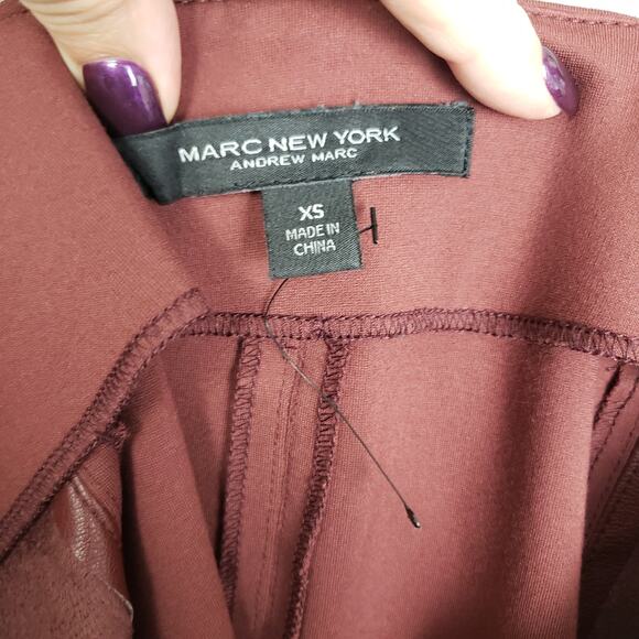 Marc New York Women's XS Faux Leather Midi Pencil Skirt Brown Fall Y2K Workwear - Picture 6 of 9